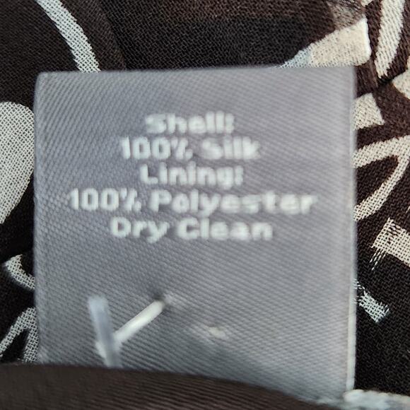 Ann Taylor Silk Slip Sundress Abstract Floral Graphic Print Brown White - Picture 6 of 6